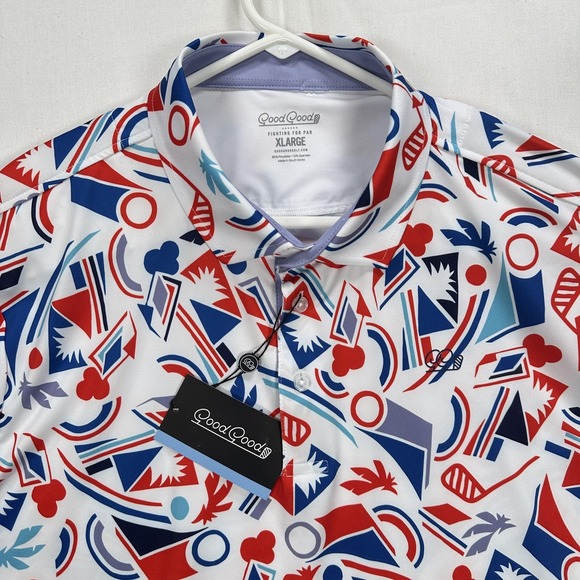 Good Good Golf Other - Good Good Proud & True Polo Shirt Mens XL Multicolor Golf Graphic Stretch NWT